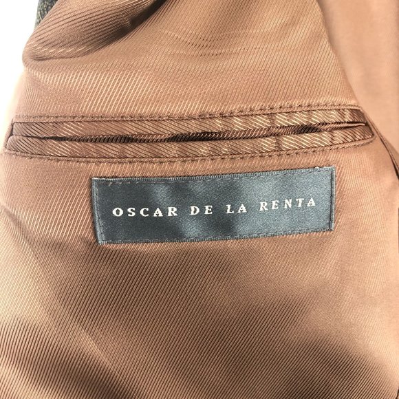 Oscar De La Renta Men's Size 42S Brown 100% Lambswool Three-Button Blazer Jacket - Picture 7 of 9